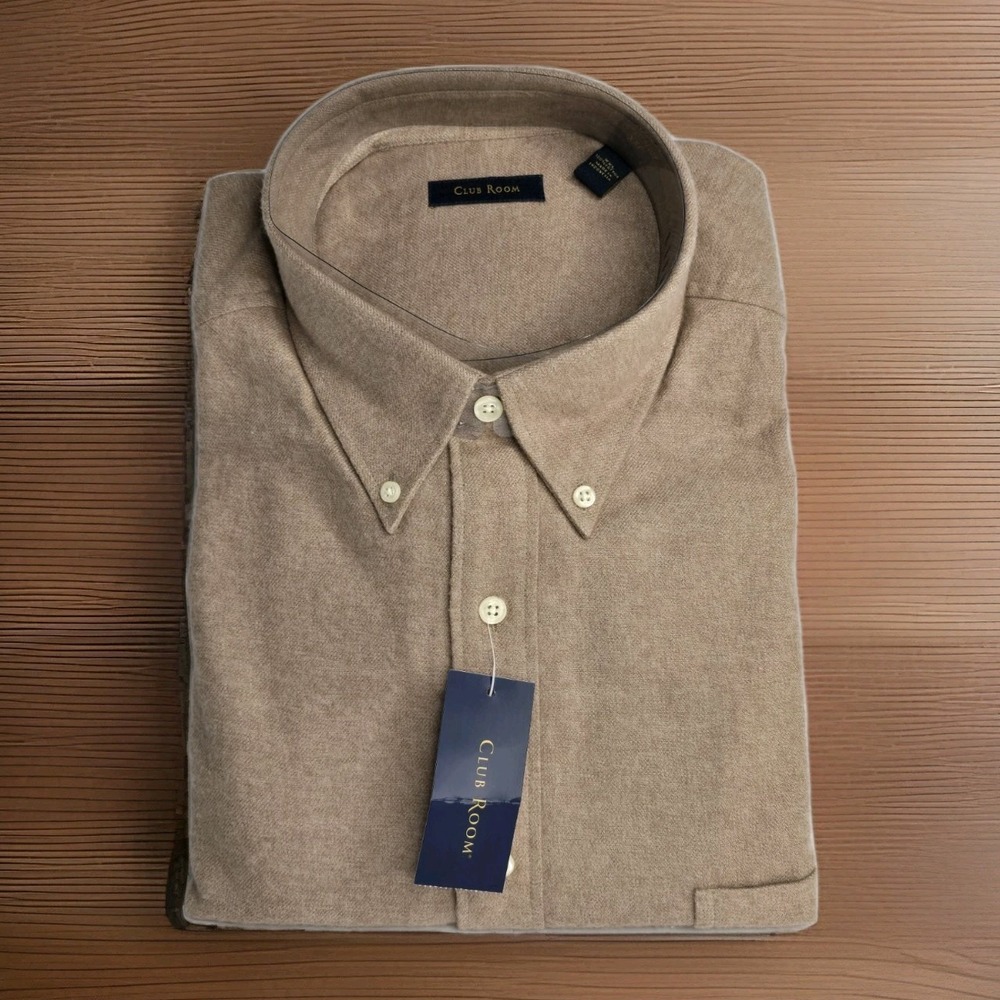 Club‎ Room By Charter Club Mens Long Sleeves Button Down Shirt SZ XXL Camel NWT
